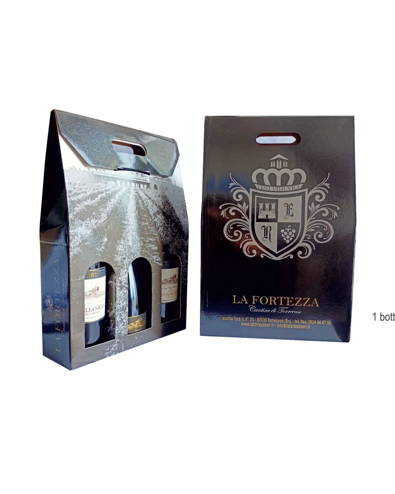 Scatola serigrafata1 bottiglia di Falanghina IGT  2 bottiglie di Aglianico IGT